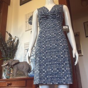 NWT Eddie Bauer size small knot dress Blue Patterned Women's Dress